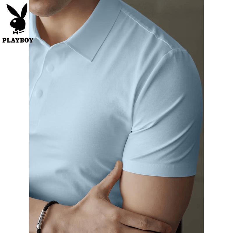 PLAYBOY Men's Half-Zip Quick-Dry Polo Shirt
