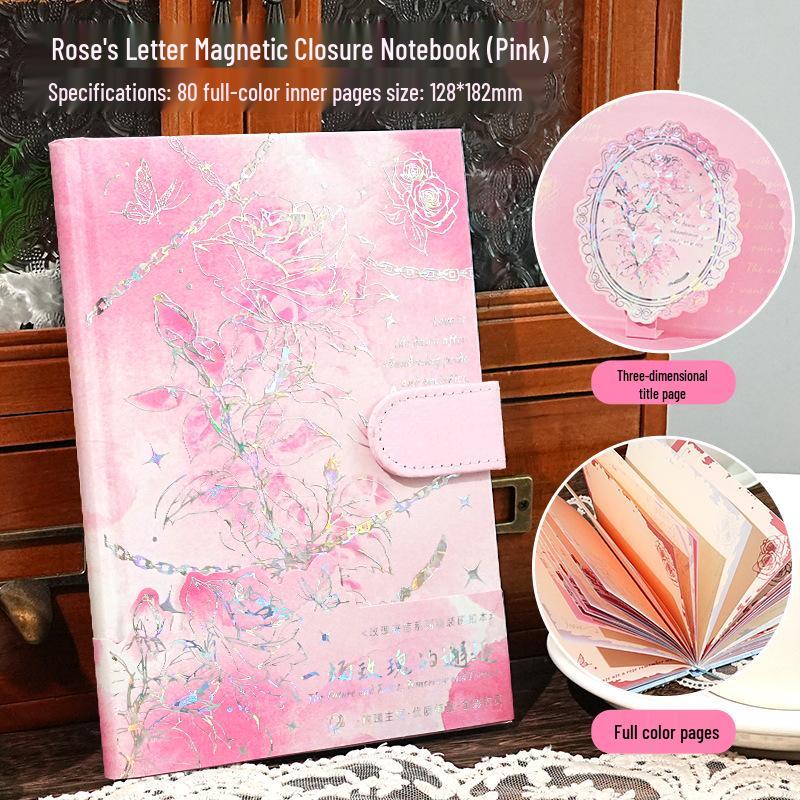 Retro Notatnik Rose Art B6 z Magnetycznym Zapięciem i Hot Stampingiem