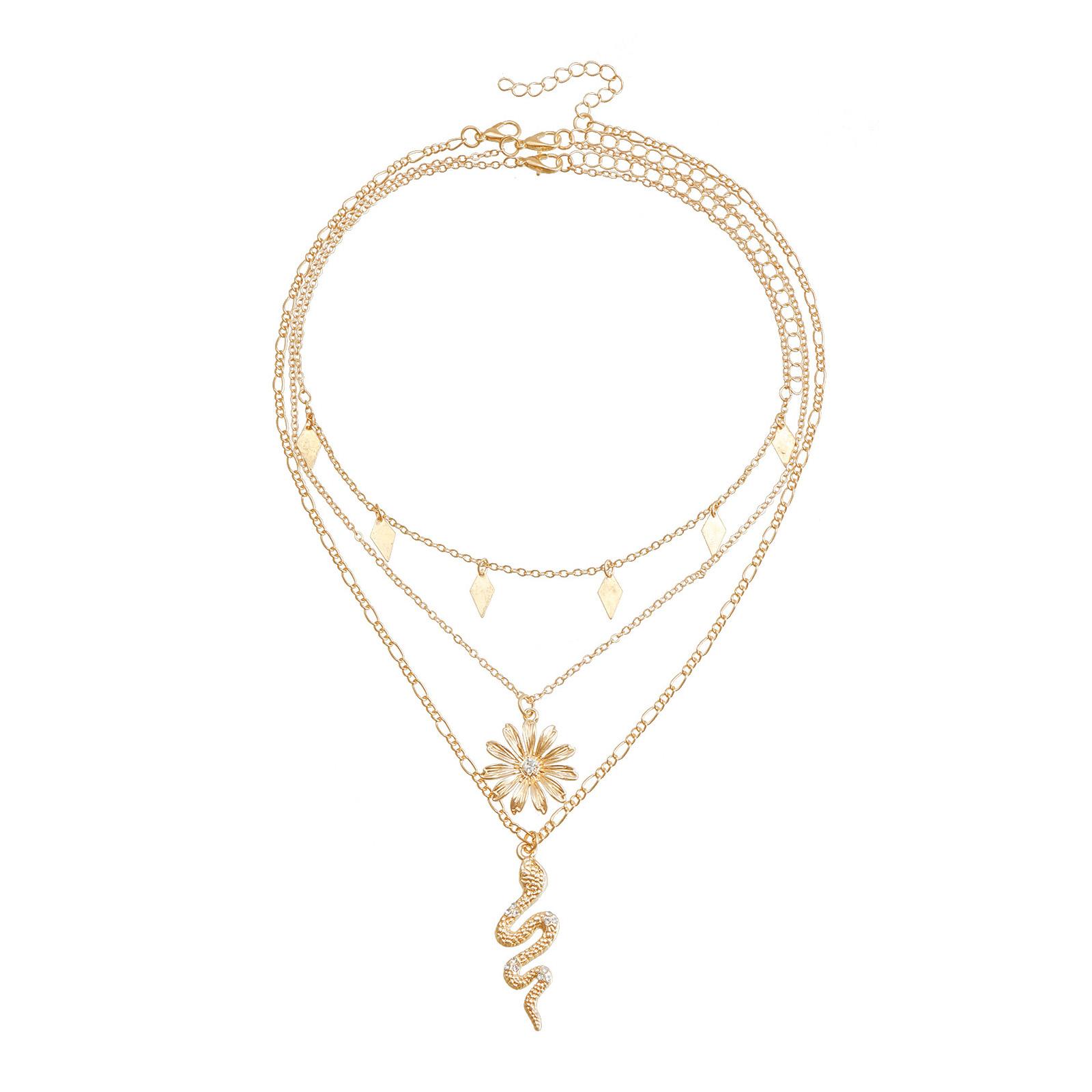 

Элегантное 4-слойное колье-чокер с имитацией чокеров и подвеской в виде змеи для модных женщин на каждый день