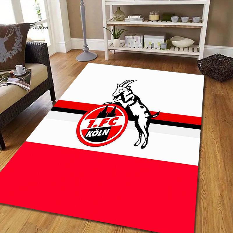1. Tappeto Quadrato a Fantasia Flanella FC Köln, Tappeto da Area, Tappeto per Soggiorno Camera da Letto Divano Sala Giochi Decorazione, Tappetino Antiscivolo