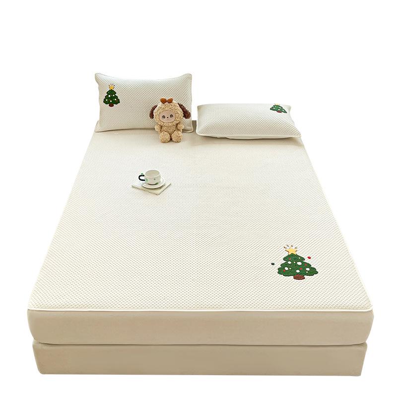 Spring & Summer Chenille Embroidery Quilted Fitted Sheet Mattress Protector