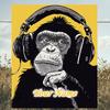 1PC Custom Name Monkey Music Headphones Art outdooor Flannel blankets Patterns Throw Blanket All-Season Soft Gift for Couch, Bed, Camping gifts