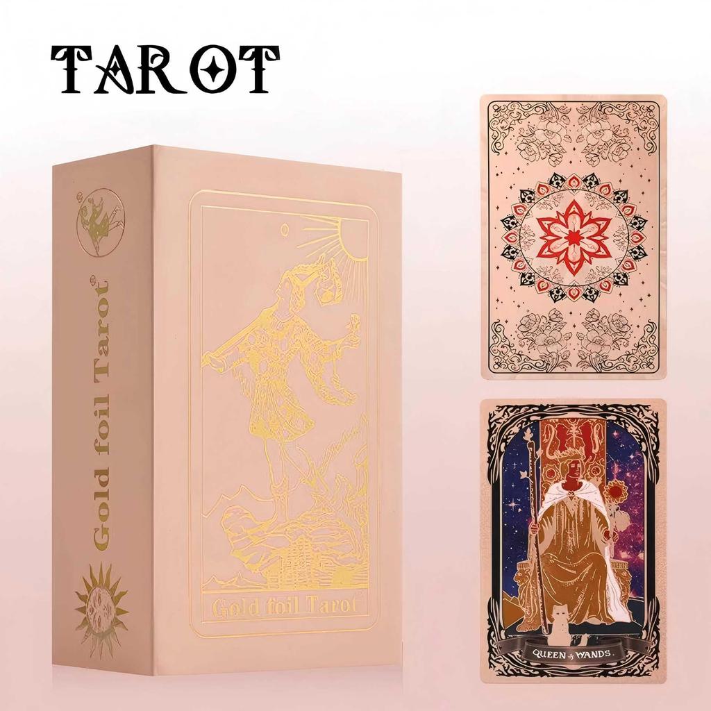 Gold Foil Waterproof PVC Tarot Cards - Color Printed Table Game with Hot Stamping