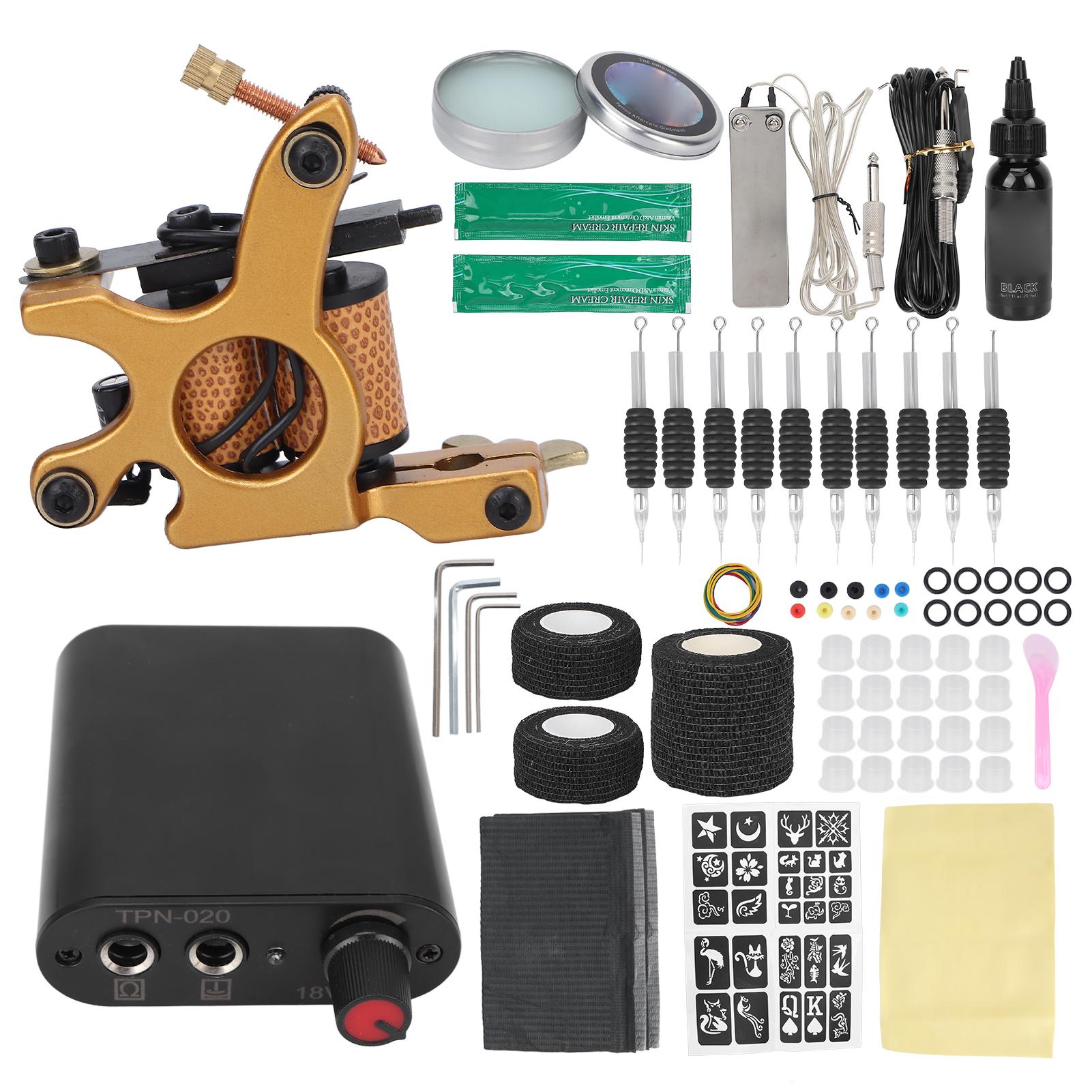 

Набор для татуировки с катушкой, блок питания, педаль, бандаж, набор инструментов для начинающих, для практики татуировки US Plug