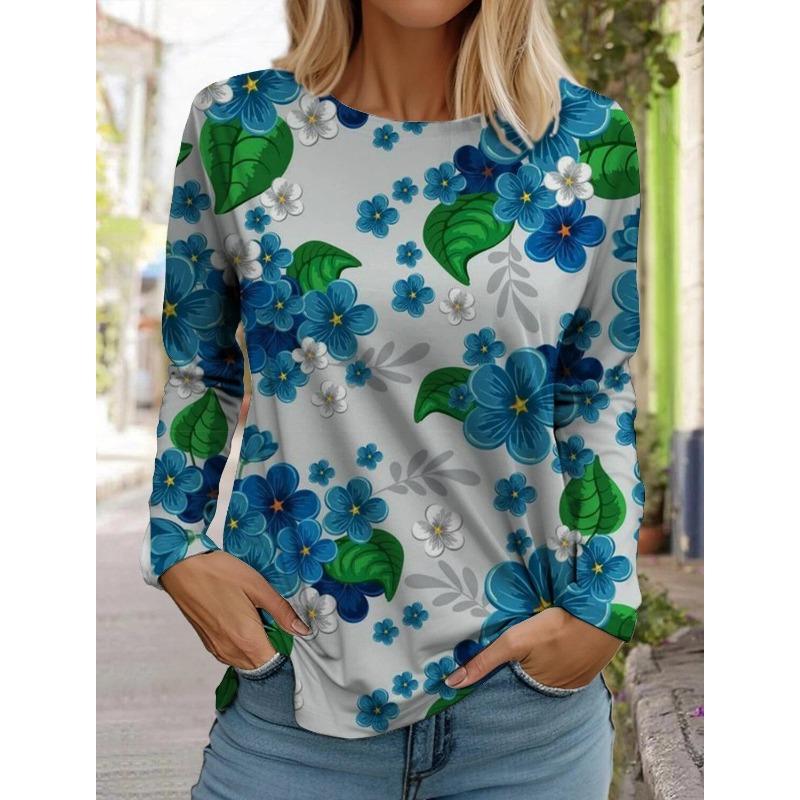 Spring And Autumn Long Sleeve Lip Print Leopard Printed T-Shirts Women Basic Casual Tops Female Loose Round Neck Tees Clothing
