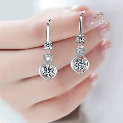 Earring Woman Enchased Diaoxinyue Pendant Long Senior Sense of Temperament Ear Hooks