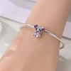 Charms Original Copper Plated Pink Heart Zircon Kangaroo Beads Fit Bracelet Diy Fine Gift Women Delicate Jewelry