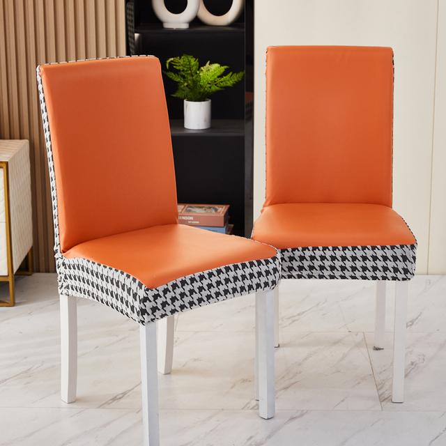 

Чехлы на обеденные стулья из искусственной кожи, водонепроницаемые и маслостойкие эластичные чехлы для обеденных стульев, защитный чехол для обеденного стула 1 COVER оранжевый