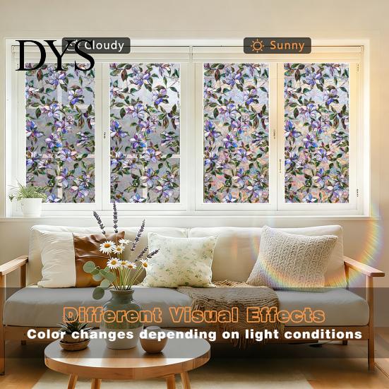 Easy Care Window Decal Rainbow Privacy Film, Decorative Static Cling Stickers, Heat Control & UV Blocking Colorful Light Glass Cling, Waterproof