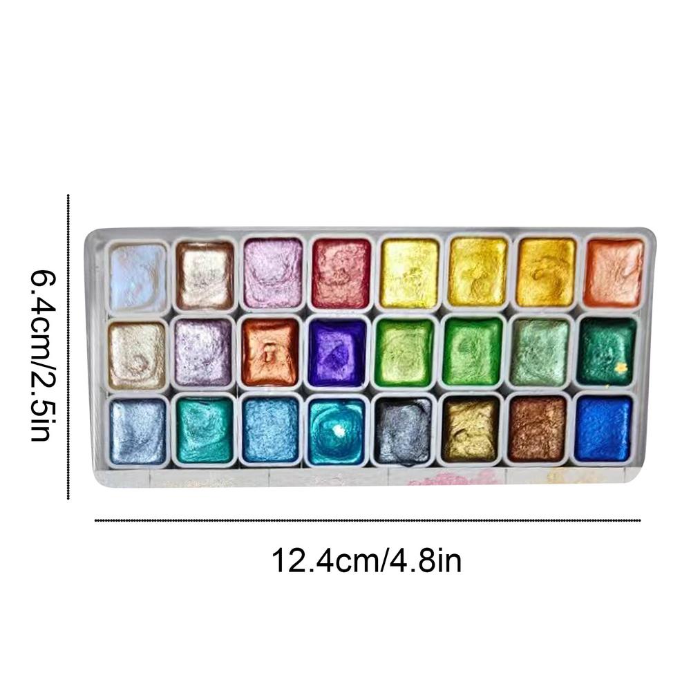 24 Colors Pearlescent Watercolor Paint Set Art Pearlescent Painting Palette Sparkle Pearlescent Watercolor For Artists Students