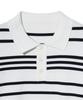 IRONYPORNO WHITELINE 86-Iroj358 Collared Neck Small Striped Long Sleeve Knit White