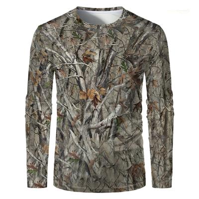 Forest Hunting Men Long Sleeve T-shirt Camouflage Tactical Training Sports T Shirt Outdoor Breathable Hiking Fishing Camping Tee