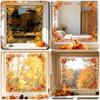 Reusable Autumn-Themed Window Clings Featuring Sunflowers And Pumpkin Pvc For Static Cling Decals For Smooth Glass