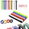 50 Uds. Cinta de sujeción de gancho y bucle reutilizable, Velcros de nailon coloridos, bridas para cables, correa de Velcros, organizador de cables, Protector de cables