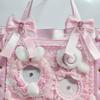 Double Layer Ribbon Lace Bow Clip For Ita Bag Sweet Ribbon Bowknot Heart Diamond Clip Girls Lolita Decoration Bags Accessories