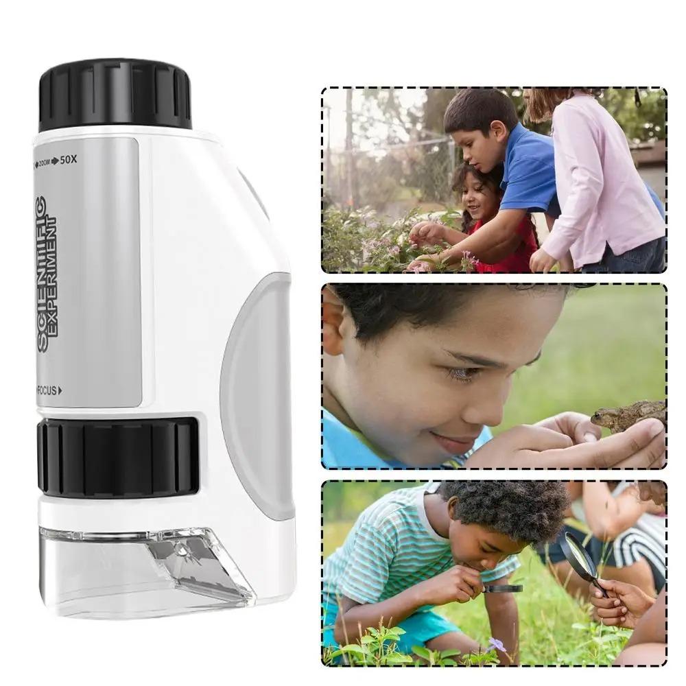 Handheld Microscope Science Toy LED Light Source Little Scientist Microscope  Science Experiments