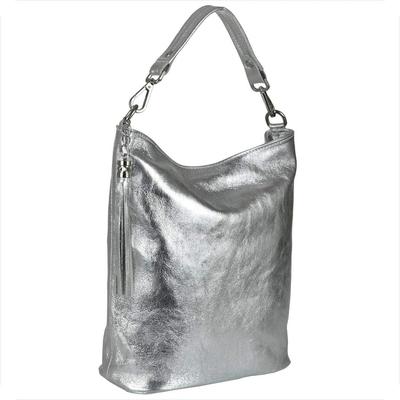 Light Leather Shopper Bag Silver L