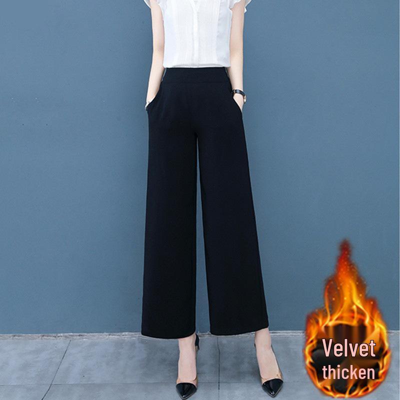 2026 Summer Women's High-Waist Korean Style Wide-Leg Slim Fit Cropped Suit Pants