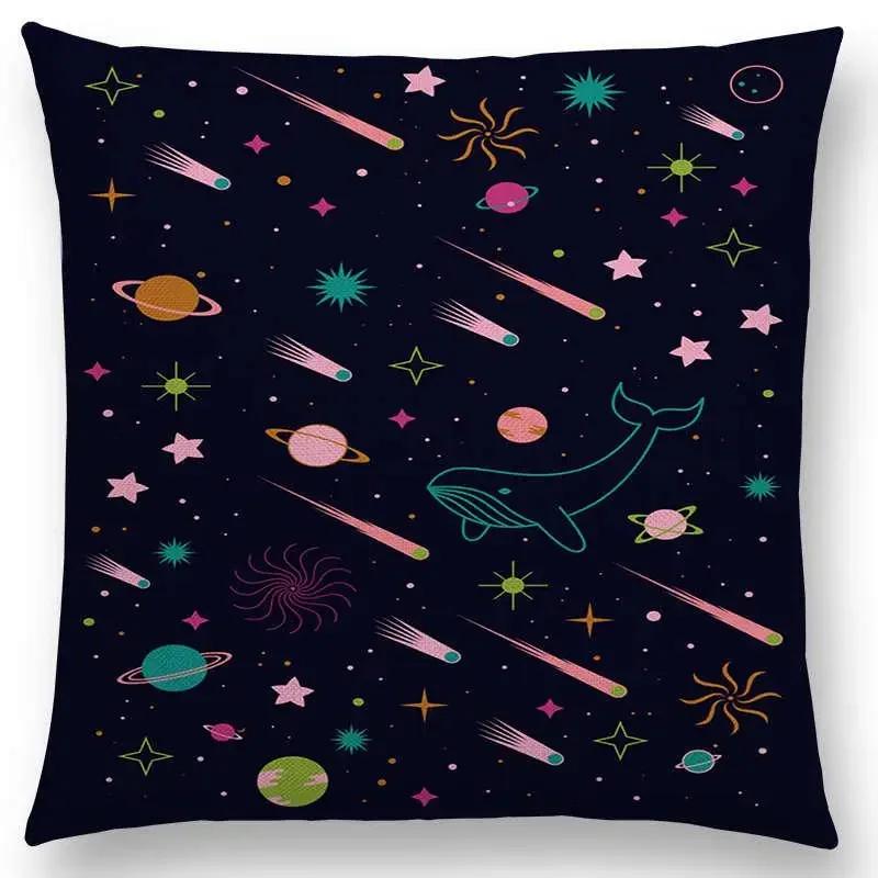 Neueste Schwarzer Hintergrund Mond Sterne Meteor Sternbild Galaxie Sofa Kissenbezug Katze Bär Hase Reh Vogel Kissenbezug