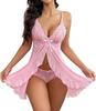 Sexy European & American Lace Mesh See-through Pajama Dress for Women