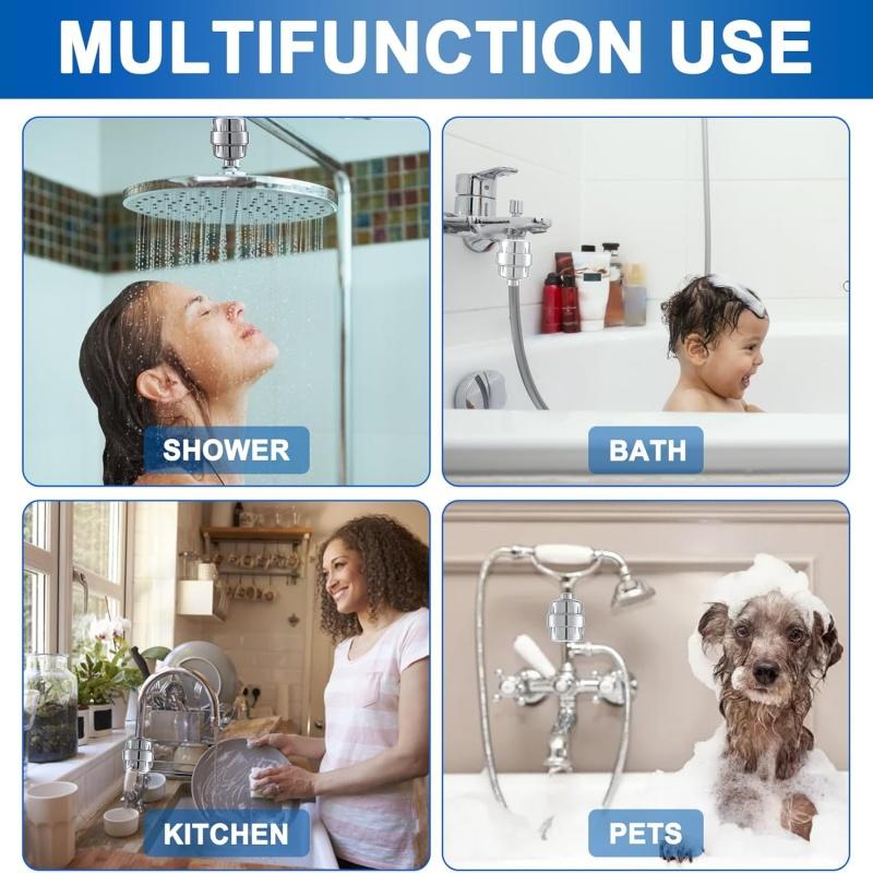 15/20 Stages High Output Shower Head Filter for Hard Water Replaceable Cartridges Water Softener To Remove Chlorine and Fluoride