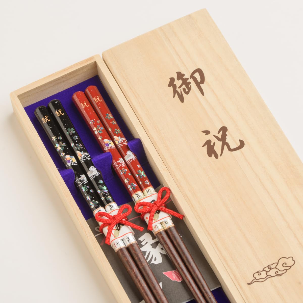

Matchmaking Dishwasher Wedding Gift for 23cm Cherry Blossom Mandarin Duck Design pairs in a paulownia wood Chopsticks, Couple s Chopsticks,