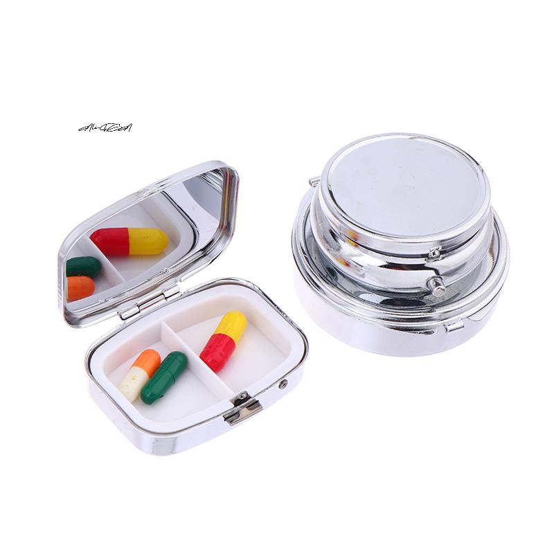 Waterproof Metal Pill Box Portable Rectangle round Shape Light-Weight Medicine Case Holder Container for Travel And Home Use