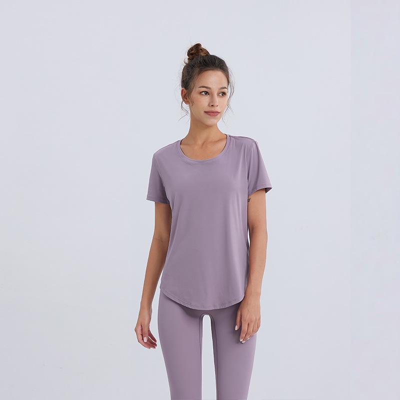 Women's Summer Slimming Yoga Cover-up T-shirt - Loose Fit, Short Sleeve Fitness Top for Running and Training