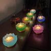 Glass Lotus Candlestick Buddha Hall Candlestick Temple Candle Holder Pray for Auspiciousness No Candles Included Home Decoration