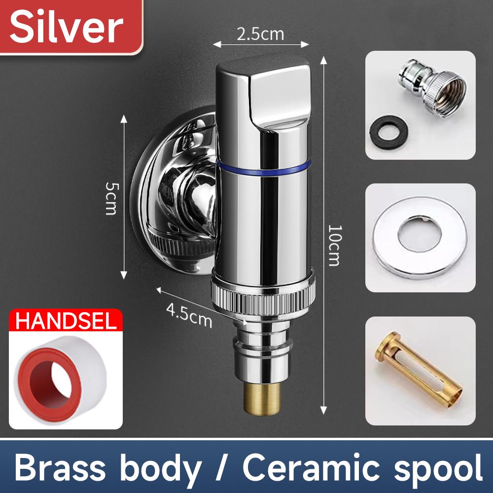 

Угловой кран для стиральной машины с интерфейсом 1/2 дюйма, латунный сердечник клапана, однорычажный съемный излив, аксессуары для смесителя для ванной комнаты серебряный