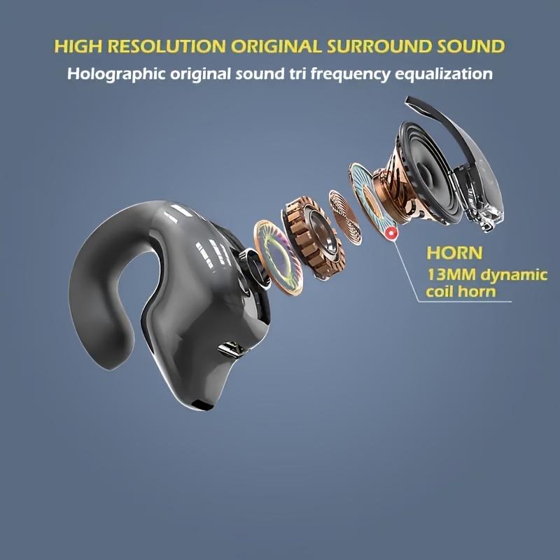 1/2 Stück Clip-On Drahtlose Ohrhörer mit Geräuschunterdrückung, Telefonsteuerung, Wiederaufladbarer Lithium-Polymer-Akku, Komfortables Kopfhörer-Design für Sport