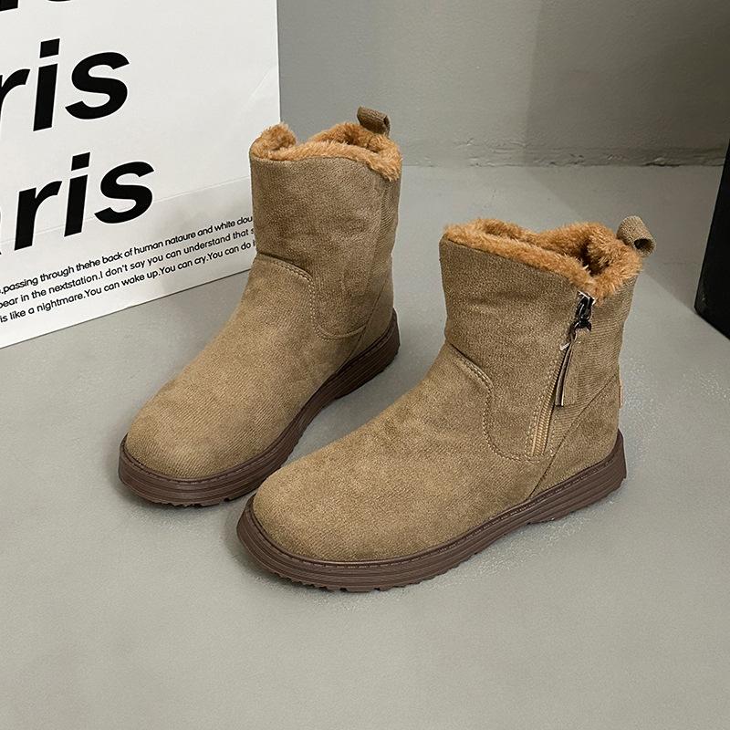 Fur integrated fleece thickened snow boots women's new winter rabbit fur warm and cold-proof Northeast cotton shoes