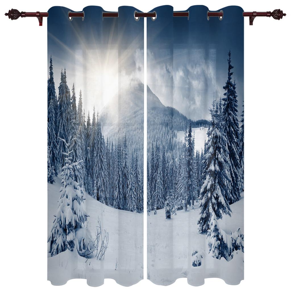 Borovicový les Sněhové vločky Okna Závěsy Obývací pokoj Luxusní dekorace Vánoční závěsy Ložnice Závěsy do kuchyně