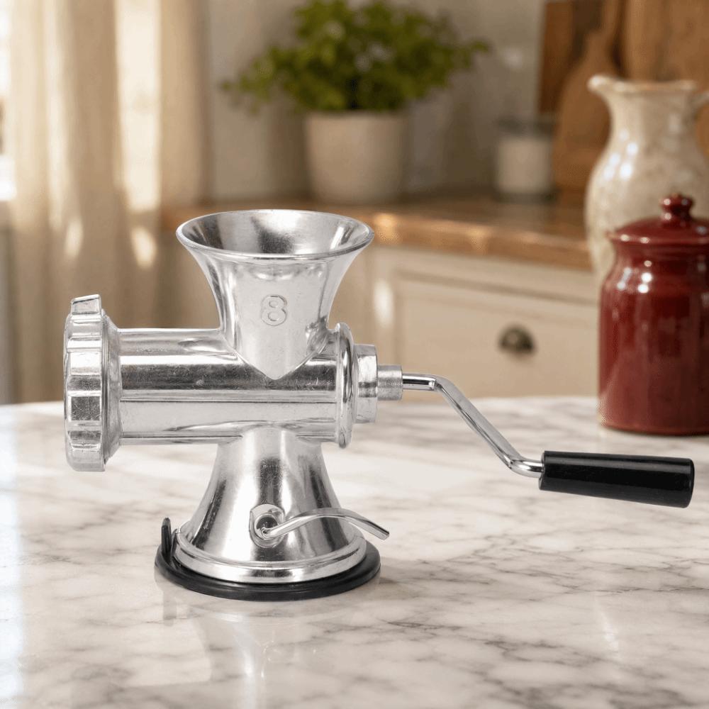Aluminum Alloy Manual Meat Grinder Suction Cup Base Silver Meat Grinding Machine Multifunctional Labor Saving Hand Crank Mincer