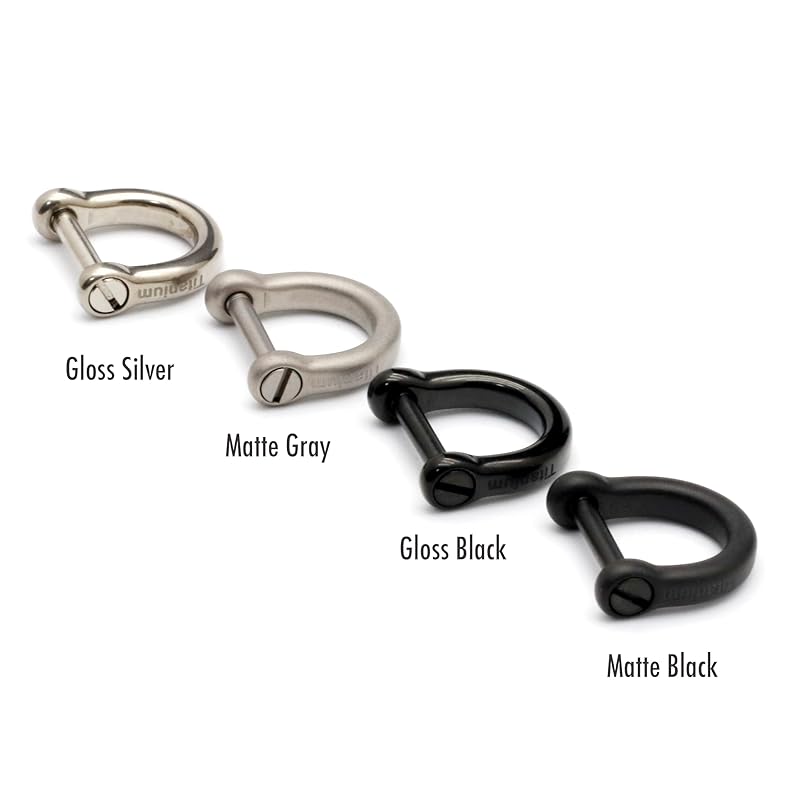[TUNUKE] D-ring Titanium Small Size Mini Screw Type with Screwdriver Key Ring Key Ring Carabiner Key Car (Glossy Black X2)