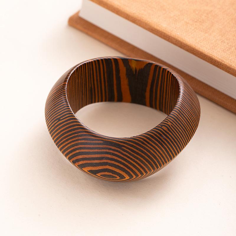 Personality Trendy Cool Exaggerated Wooden Bracelet Literary Retro Square Wood Bracelet Accessories Hand Jewelry Niche High Sense