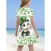 Girls' 3D Printed Pattern Summer Short-Sleeve Dress- Lightweight Beach Party Outfit,