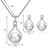 Water Drop Shape Faux Pearl Pendant Earrings Necklace Wedding Bridal Jewelry Set