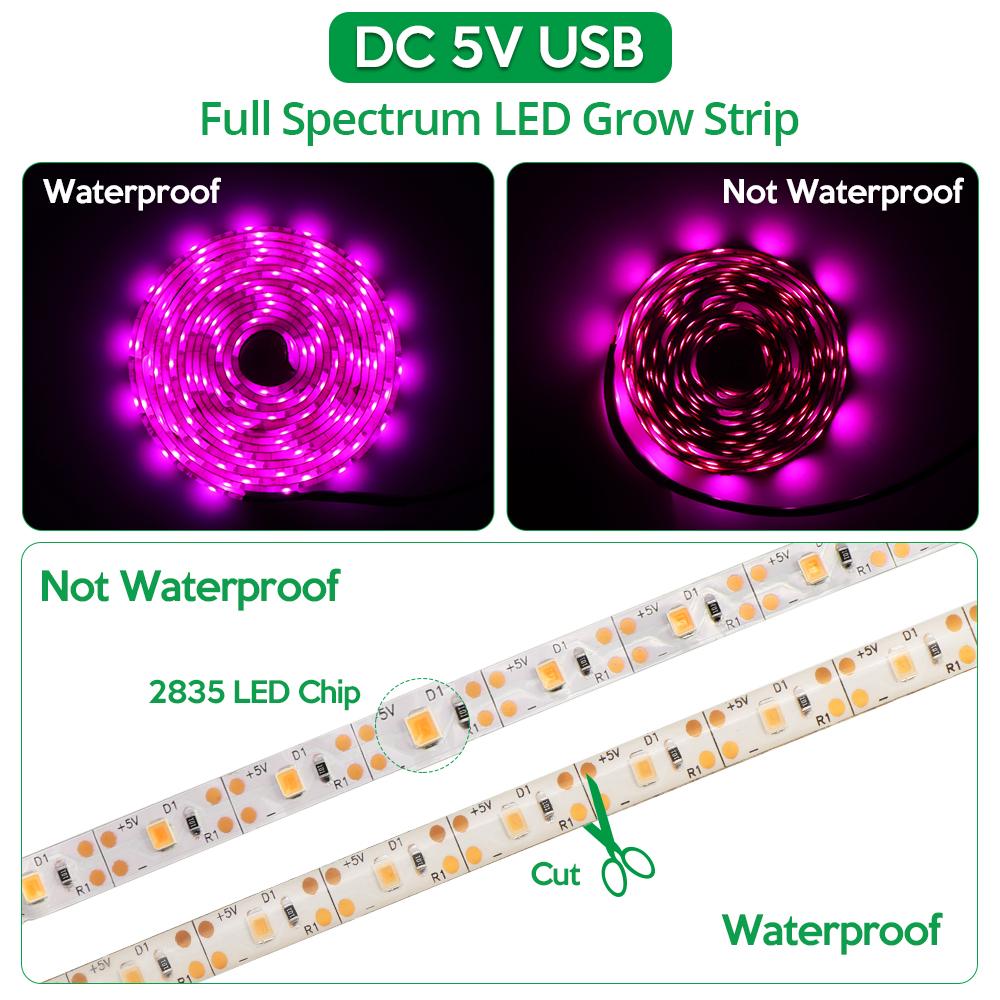 LED Pflanzenlampe Vollspektrum 5V USB Pflanzenlichtleiste LED Phyto Lampen für Pflanzen Gewächshaus Hydroponische Wachstumslampe 1M 2M 3M