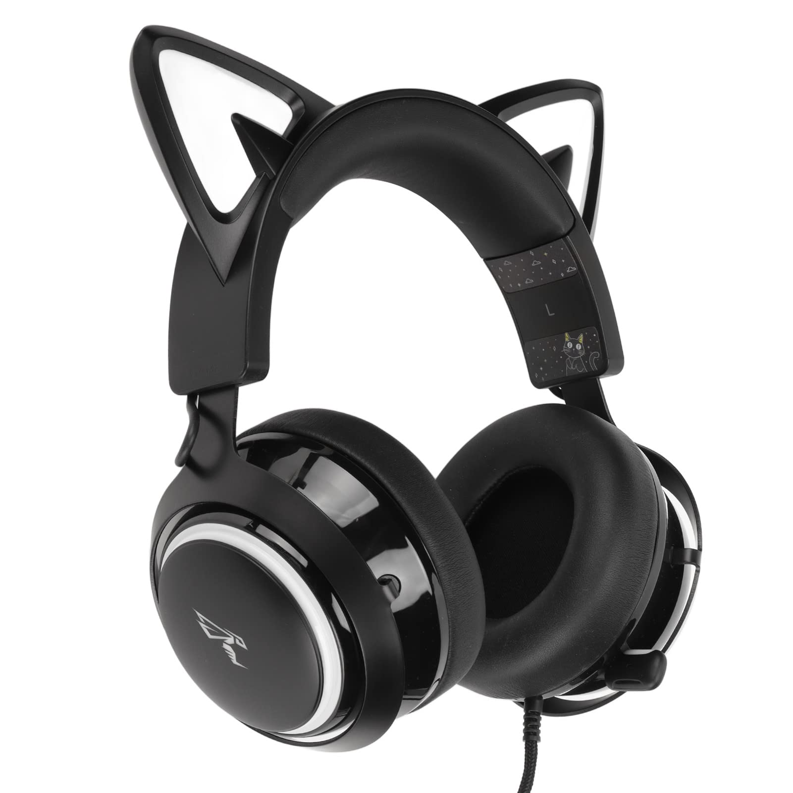 

Игровые наушники Cat Ear, USB-гарнитура с проводом, 8 цветных светодиодных световых эффектов, стереозвук с объемным звучанием и микрофоном, эргономичность/удобство ношения