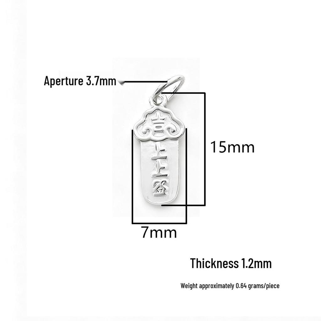 Sterling Silver 999 Pure Charm: Chinese Style Luck Pendant for DIY Crystal Bracelet, Necklace, Beading & Weaving Accessories.