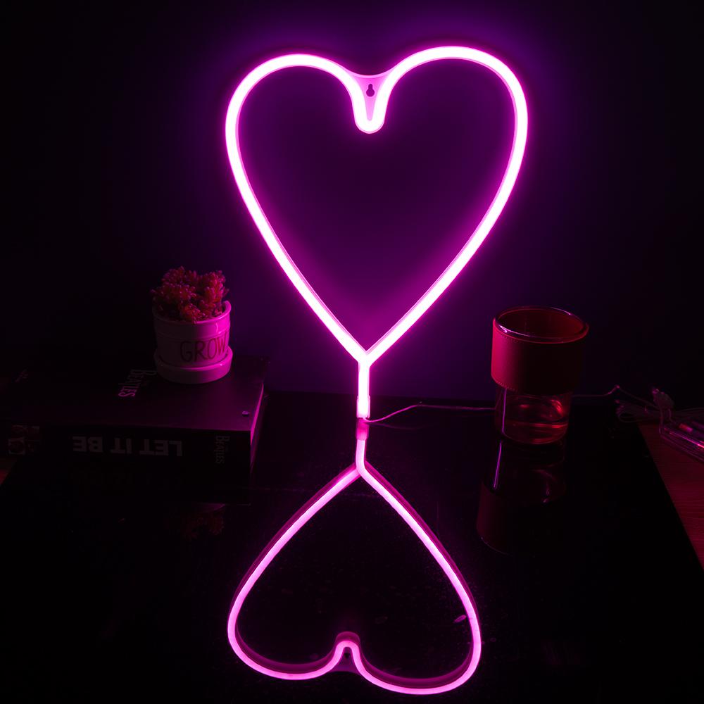 1PC Led Big Love Neon Modeling Light Room Decoration Hanging Wall Proposal Arrangement Battery Operated Or Usb Powered