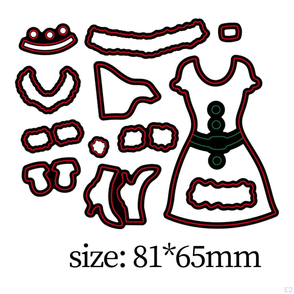 Festive Lady Costume Metal Cutting Dies for Holiday Crafting (11 Pieces) - Create Stunning