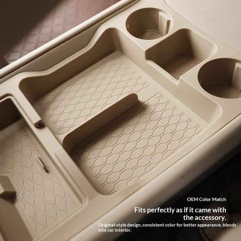 For AITO M7 2024 Center Console Storage Box, Custom Silicone Organizer Tray, Anti-Slip Cup Holder Mat Car Accessories