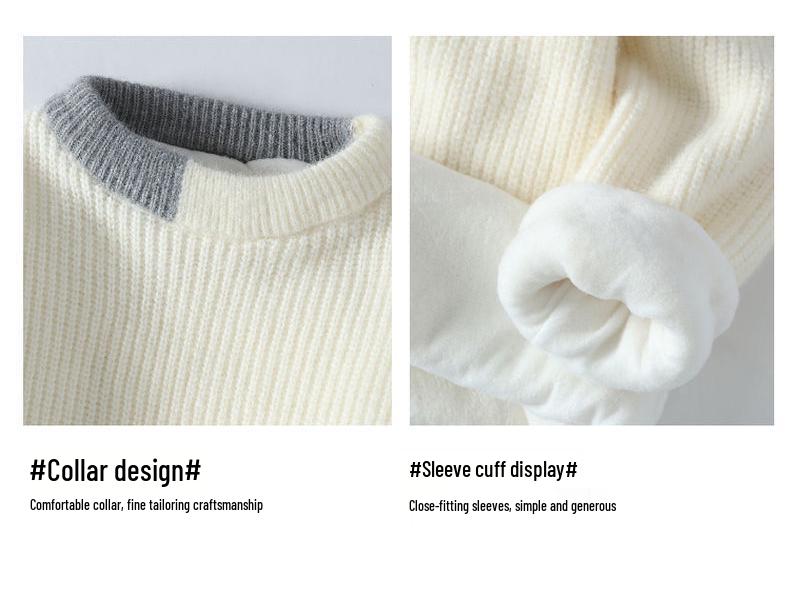 Men's Autumn/Winter Contrast Color Mock Neck Sweater: Trendy, Simple, and Handsome Knit Pullover