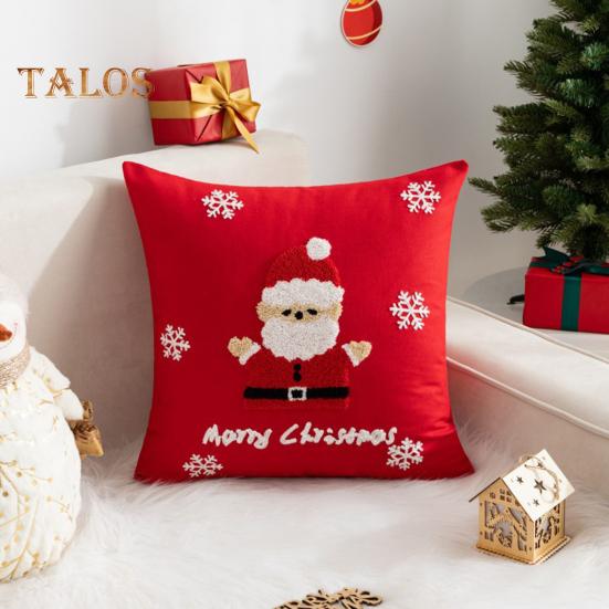 Christmas Throw Pillowcase Colorful Cartoon Theme Print Square Shape Bedroom Living Room Sofa Decoration Pillowcase Pillow Cover