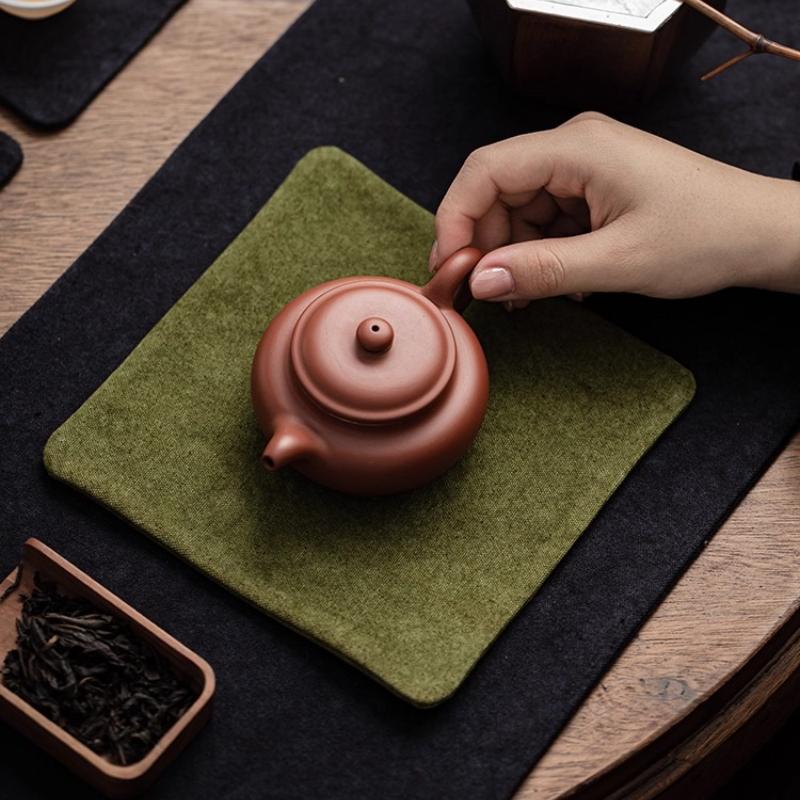Canvas tie-dye teacup pad absorbent pot pad Chinese retro anti-scalding fabric coaster dry tea pad