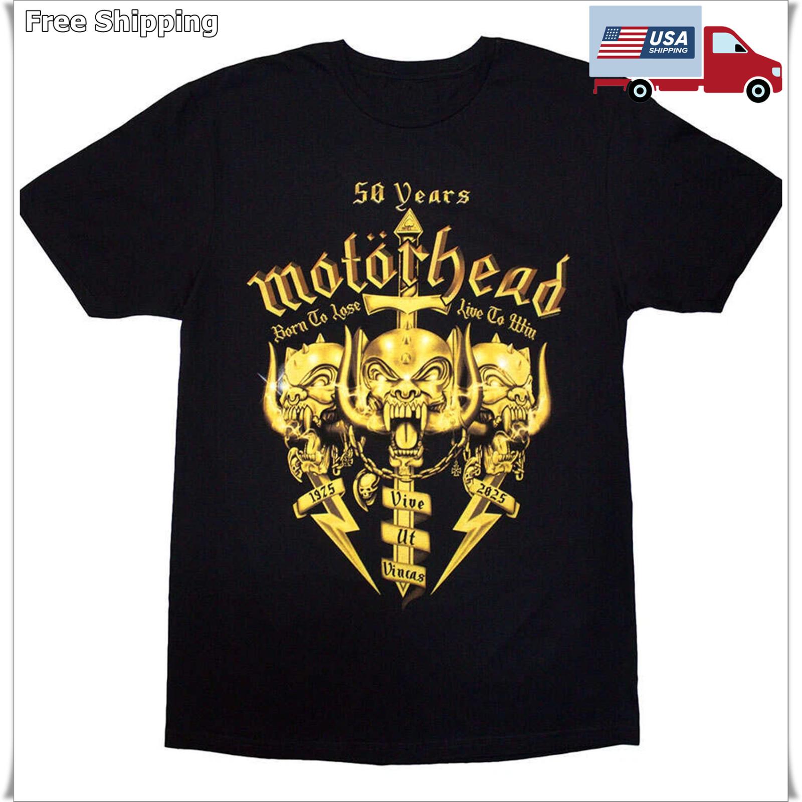 Motorhead 50 Years Swords & Warpig Logo Black Unisex T-shirt Size S-5XL XXL