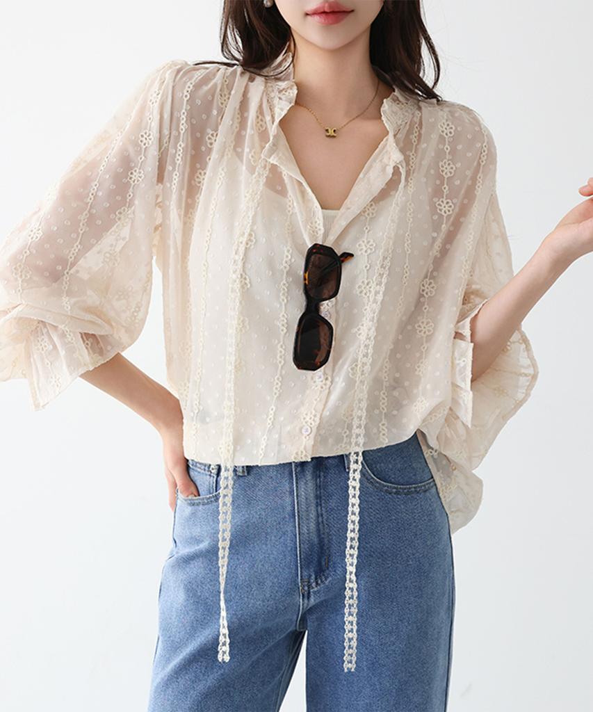 MERCI MARIE Lovely Blouse & Sleeveless Set 49882