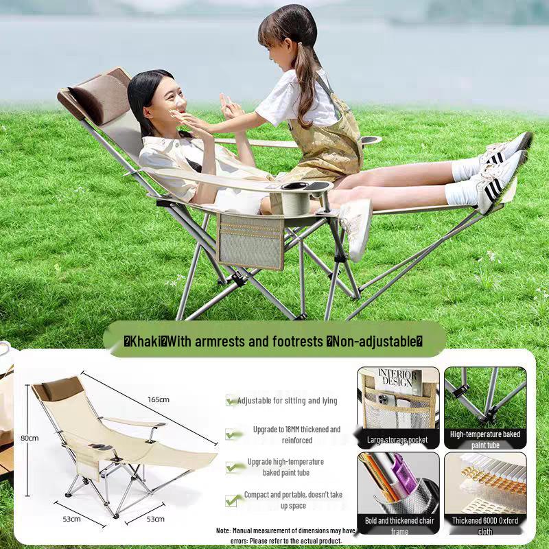 OIMG Outdoor Adjustable Folding Recliner with Leg Rest